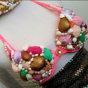 Pink Mermaid Seashell Bra Top Sea Nymph Costume